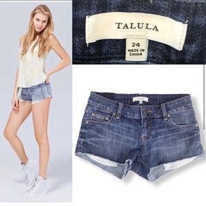 ARITZIA TALULA DENIM JEAN CUT OFF Y2K LOW RISE BEACH SHORTS 24